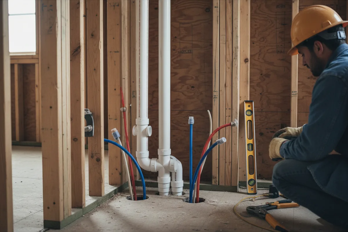 Drain and supply rough-in during Drain Cleaning in Rockville