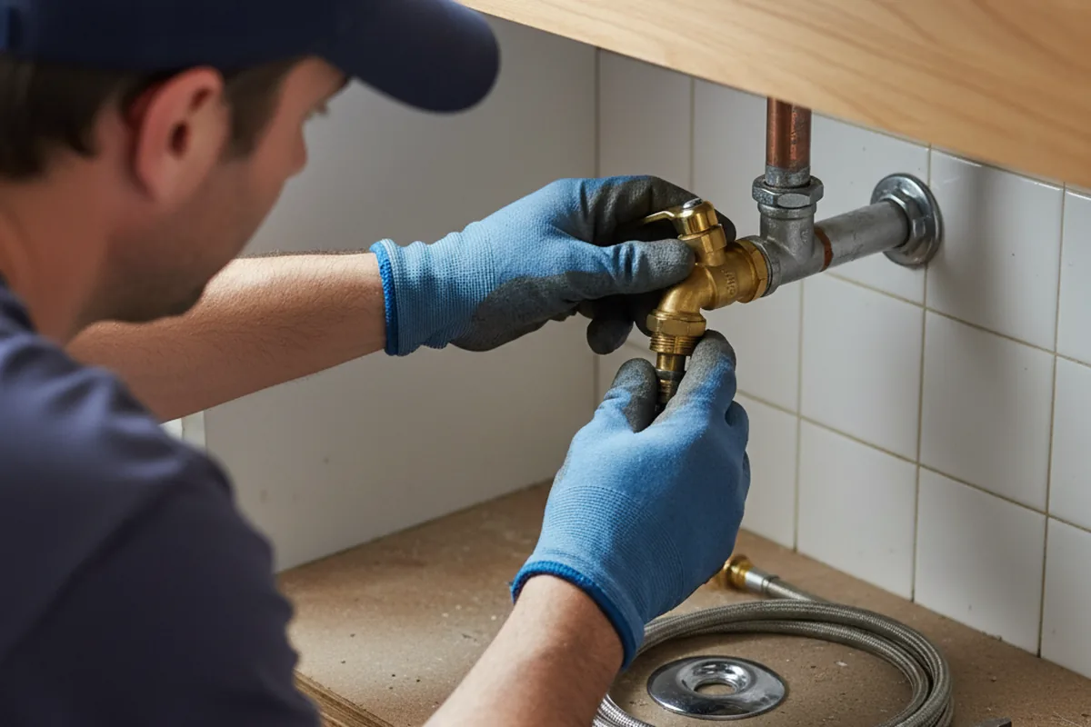 Shutoff valve and fitting work during Burst Pipe Repair in Rockville